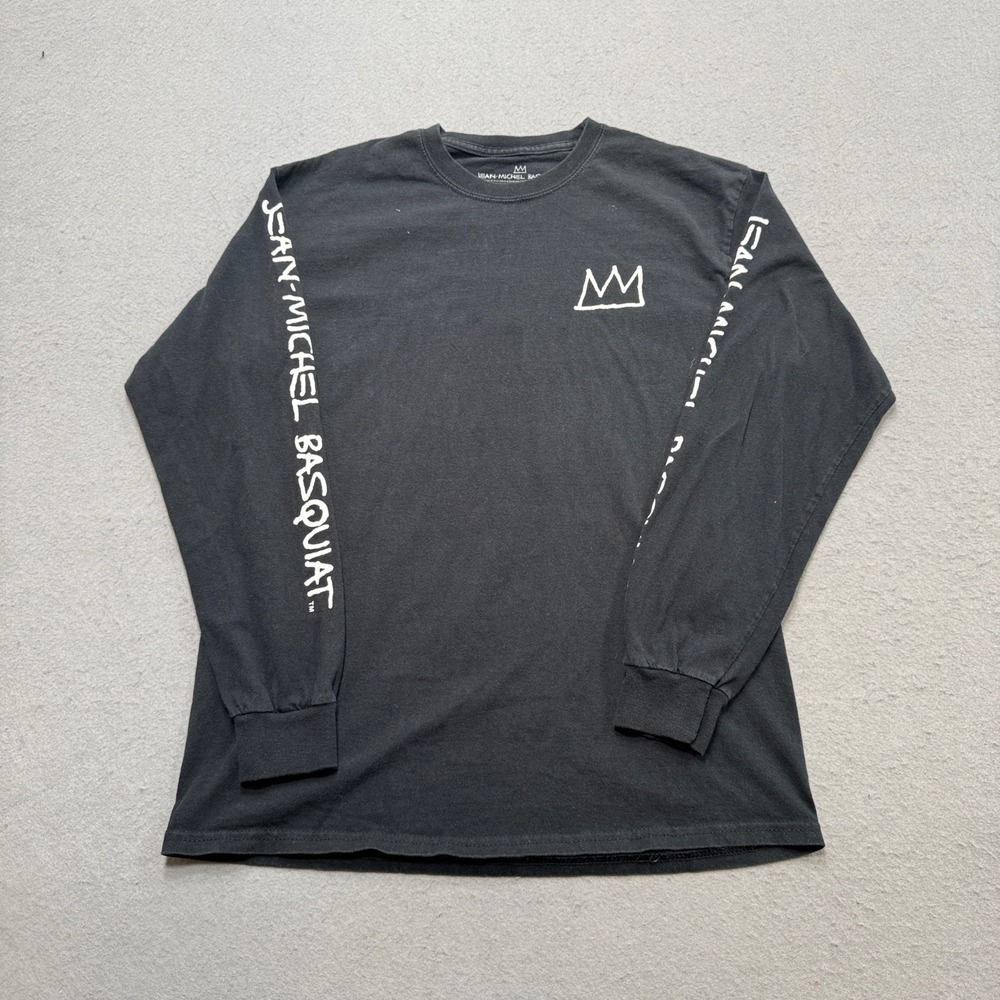 Jean-Michel Basquiat Shirt Men's Medium Black Graphic Jazz Art Long Sleeve